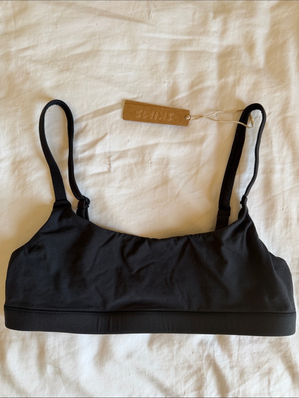 SKIMS Fits Everyone Black Stretch Bralette with Adjustable Straps Black Onyx XS